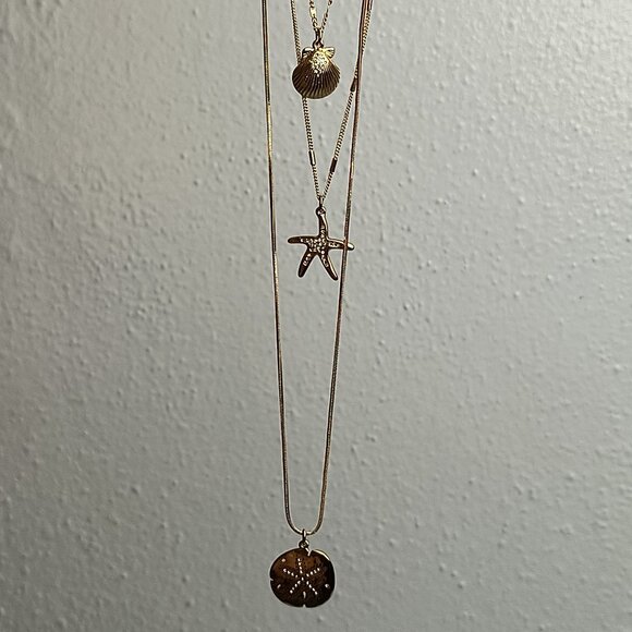 Tommy Bahama Shellman Triple Layered Necklace Gold Tone TRENDY TRIPLE-LA… - Picture 8 of 13